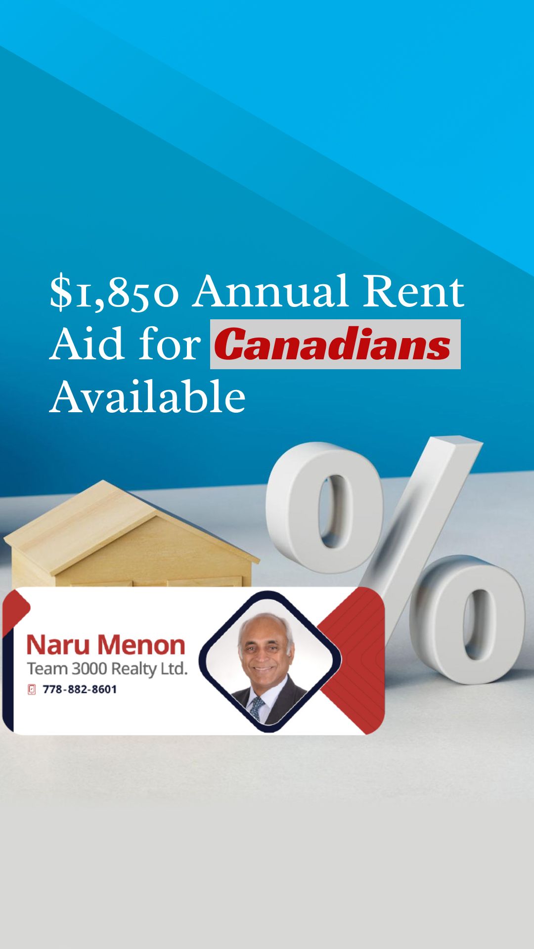 $1,850 Annual Rent Aid for Canadians Available